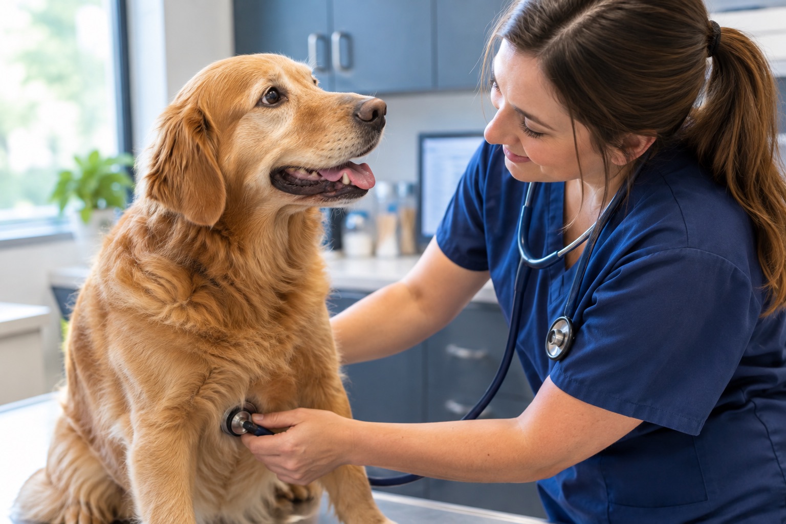 dog exam at Sugar River animal hospital