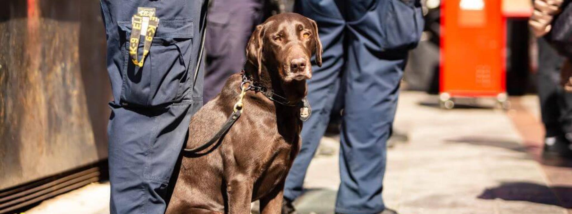 Chocolate lab service dog, Memorial Day